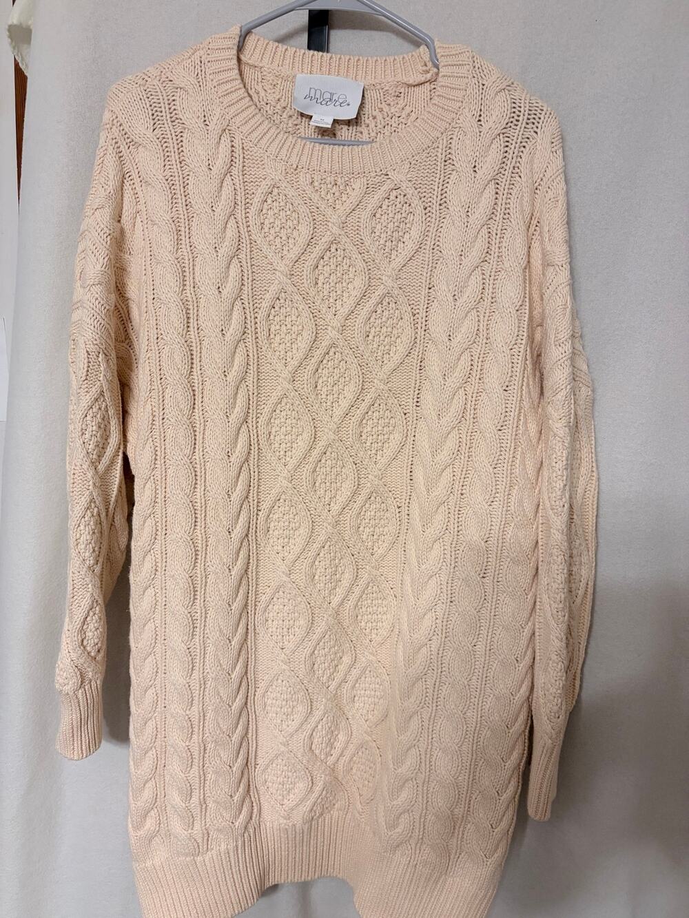 Mare Mare x Anthropologie Cream Cable Knit Sweater Dress